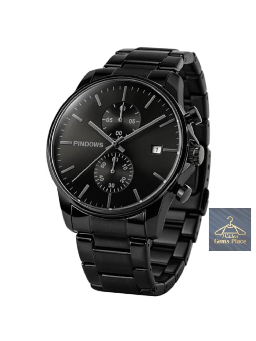 Men's Stainless Steel Quartz Chronograph Watch with Date, Adjustable